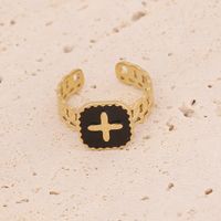 Novel Fashion Cross Daisy Stainless Steel Personality Ring sku image 5