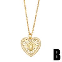 Fashion Heart Copper 18k Gold Plated Necklace In Bulk main image 4