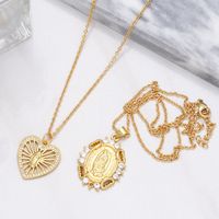 Fashion Heart Copper 18k Gold Plated Necklace In Bulk main image 2