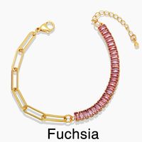 Fashion Stitching Square Zircon Copper 18k Gold-plated Bracelet sku image 5