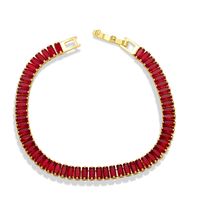 Copper 18k Gold-plated Inlaid Color Zircon Thick Chain Bracelet sku image 1