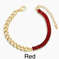 Retro Stitching Chain Zircon Copper 18k Gold-plated Bracelet sku image 1