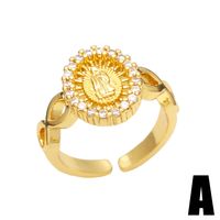 Einfache Jungfrau Maria Kupfer 18k Gold-überzogene Intarsien Zirkon Ring main image 3