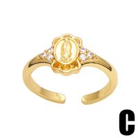 Simple Virgin Mary Copper 18k Gold-plated Inlaid Zircon Ring main image 4