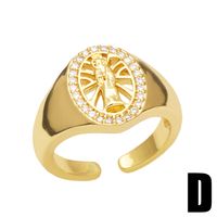 Simple Virgin Mary Copper 18k Gold-plated Inlaid Zircon Ring main image 6