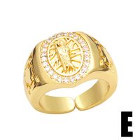 Simple Virgin Mary Copper 18k Gold-plated Inlaid Zircon Ring sku image 5
