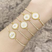 Simple Bee Star Round Copper 18k Gold-plated Zircon Bracelet main image 6