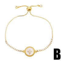 Simple Bee Star Round Copper 18k Gold-plated Zircon Bracelet main image 4