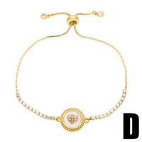 Simple Bee Star Round Copper 18k Gold-plated Zircon Bracelet main image 3