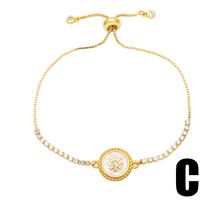 Simple Bee Star Round Copper 18k Gold-plated Zircon Bracelet main image 2
