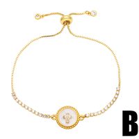 Simple Bee Star Round Copper 18k Gold-plated Zircon Bracelet sku image 2