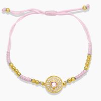 Bohemian Style Color Zircon Round Heart Zircon Copper Bracelet sku image 6