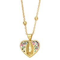 Fashion Geometric Heart Copper 18k Gold Plated Necklace In Bulk main image 4
