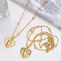 Fashion Geometric Heart Copper 18k Gold Plated Necklace In Bulk main image 2