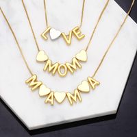 Mode Brief Mama Mama Anhänger Herz Kupfer 18k Gold-überzogene Intarsien Farbe Zirkon Halskette main image 1