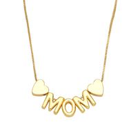 Fashion Letter Mama Mom Pendant Heart Copper 18k Gold-plated Inlaid Color Zircon Necklace main image 4