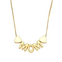 Fashion Letter Mama Mom Pendant Heart Copper 18k Gold-plated Inlaid Color Zircon Necklace sku image 1