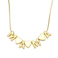 Fashion Letter Mama Mom Pendant Heart Copper 18k Gold-plated Inlaid Color Zircon Necklace sku image 2