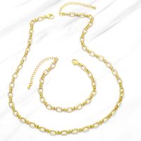 Simple Cobre 18k Chapado En Oro Gruesa Cadena Collar Pulsera main image 1