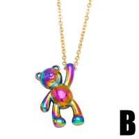 Hip Hop Balloon Dog Colorful Bear Pendant Copper Necklace main image 4