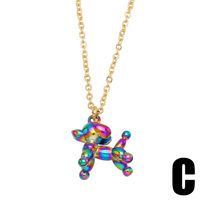 Hip Hop Balloon Dog Colorful Bear Pendant Copper Necklace sku image 3