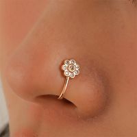 Fashion Creative Copper Perforation-free U-shaped Nasal Splint Piercing Butterfly Flower Snake-shaped Fake Nose Studs main image 5