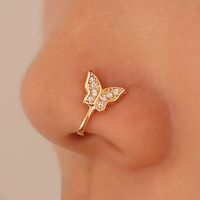 Moda Creativa Cobre Sin Perforaciones En Forma De U Férula Nasal Piercing Mariposa Flor Falso En Forma De Serpiente main image 3