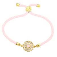 Simple Contrast Color Copper 18k Gold-plated Inlaid Zircon Round Five-pointed Star Bracelet main image 2