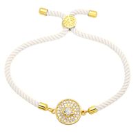 Simple Contrast Color Copper 18k Gold-plated Inlaid Zircon Round Five-pointed Star Bracelet sku image 4