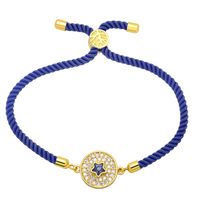 Simple Contrast Color Copper 18k Gold-plated Inlaid Zircon Round Five-pointed Star Bracelet sku image 6