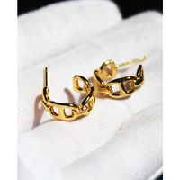 Simple Exquisite Novel Pig Nose Chain C-shaped Metal Ear Studs main image 2