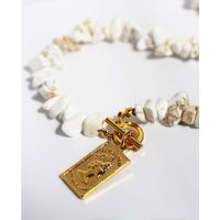Eintrag Lux Weiß Kies Gold Platz Frauen Marke Porträt Schnalle Halskette Anhänger main image 1