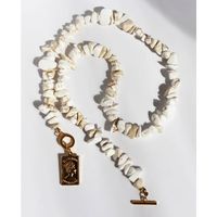 Eintrag Lux Weiß Kies Gold Platz Frauen Marke Porträt Schnalle Halskette Anhänger main image 4