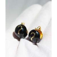Fashion Personalized Black Enamel Drip Glazed Ball Tridimensional Gold Tiger Earrings main image 3