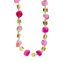 Retro Design Fine Pink Agate Stone Crystal Spacer Beaded Clavicle Chain  Necklace main image 2