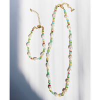 Nette Feinen Bunten Kristall String Perlen Schlüsselbein Kette Perle Halskette Armband Ohrringe main image 1