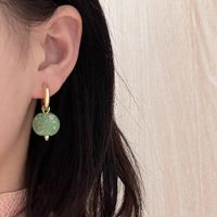 Peace Buckle Ear Drop Colored Glaze Jade Hand Paint Enamel Earrings sku image 2