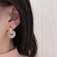 Peace Buckle Ear Drop Colored Glaze Jade Hand Paint Enamel Earrings sku image 4