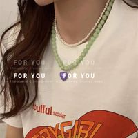 Special-interest Design Contrasting Color Beaded Love Necklace 2022 New Ins Trendy Hip Hop Necklace Clavicle Chain main image 1