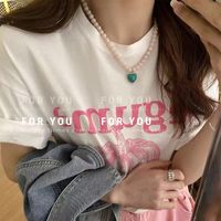 Special-interest Design Contrasting Color Beaded Love Necklace 2022 New Ins Trendy Hip Hop Necklace Clavicle Chain main image 3
