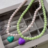 Special-interest Design Contrasting Color Beaded Love Necklace 2022 New Ins Trendy Hip Hop Necklace Clavicle Chain main image 2