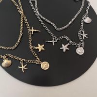 Bohemian Style Starfish Shell Eye 18k Gold Plated Stainless Steel Necklace main image 3