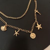 Bohemian Style Starfish Shell Eye 18k Gold Plated Stainless Steel Necklace sku image 2