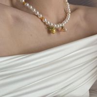 2022 New Lemon Flower Pearl Clavicle Chain Necklace main image 3