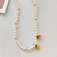 2022 New Lemon Flower Pearl Clavicle Chain Necklace main image 2