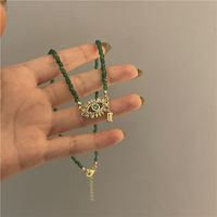 Fashion Bohemian Evil Eye Turquoise Handmade Beaded Pearl Cross Glass Stone Necklace sku image 3