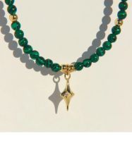 Fashion Bohemian Evil Eye Turquoise Handmade Beaded Pearl Cross Glass Stone Necklace sku image 2