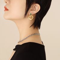 Fashion Titanium Steel 18k Gold Geometric Zircon Heart Earrings Ornament sku image 4