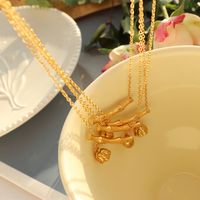 Mode Neue Bambus Lotus Seedpod Anhänger Halskette Titan Stahl Vergoldet 18k Gold Zubehör main image 1