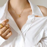 Fashion New Bamboo Lotus Seedpod Pendant Necklace Titanium Steel Plated 18k Gold Accessories sku image 1